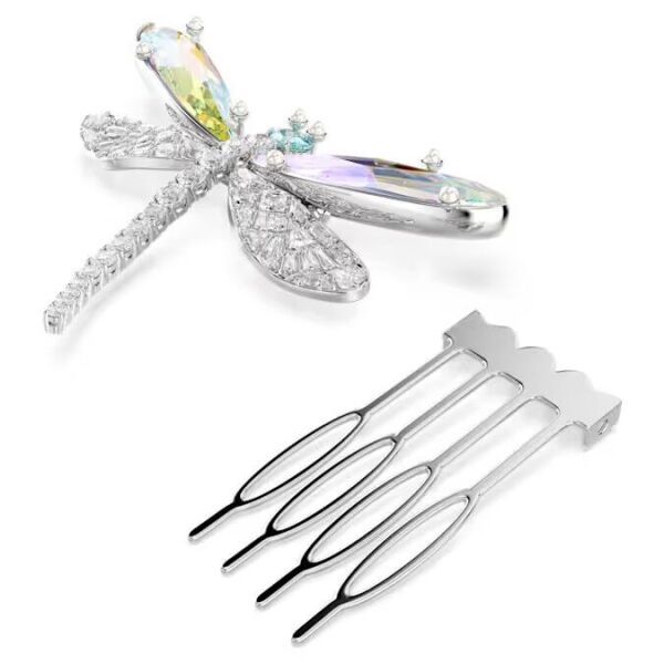 Ariana Grande x Swarovski Broş ve saç aksesuarı, Karışık kesimler, Yusufçuk, Yeşil, Rodyum kaplama