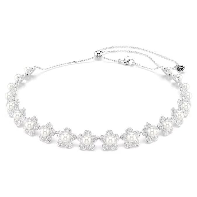 Ariana Grande x Swarovski Gerdanlık, Kristal inci, Yuvarlak kesim, Beyaz, Rodyum kaplama