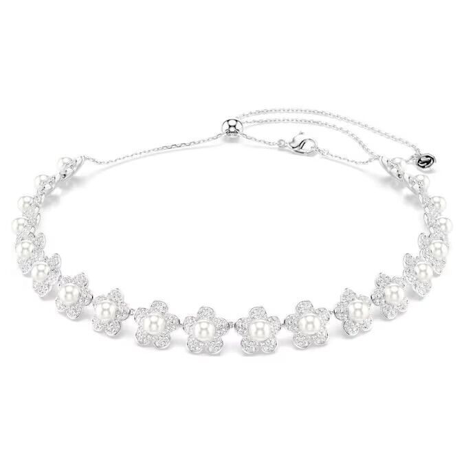 Ariana Grande x Swarovski Gerdanlık, Kristal inci, Yuvarlak kesim, Beyaz, Rodyum kaplama