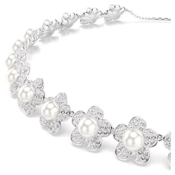 Ariana Grande x Swarovski Gerdanlık, Kristal inci, Yuvarlak kesim, Beyaz, Rodyum kaplama