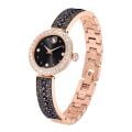Matrix pearl bangle Saat, İsviçre Üretimi, Kristal bileklik, Siyah, Pembe altın rengi yüzey