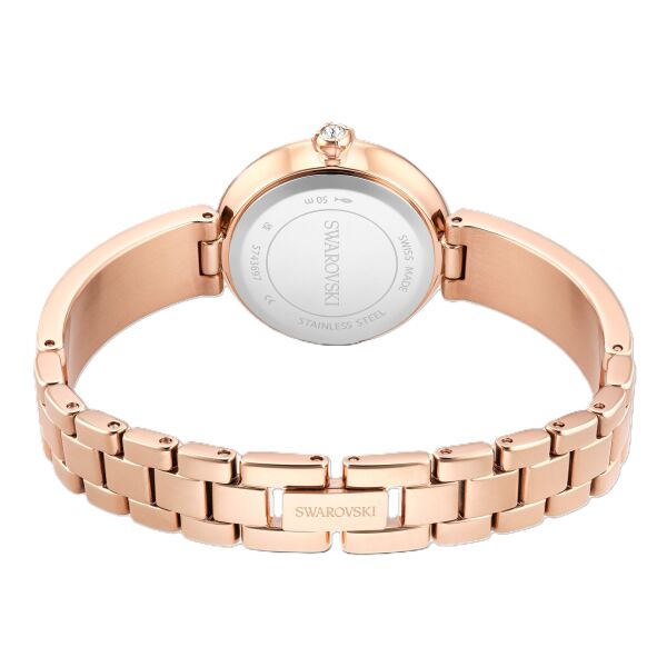 Matrix pearl bangle Saat, İsviçre Üretimi, Kristal bileklik, Siyah, Pembe altın rengi yüzey