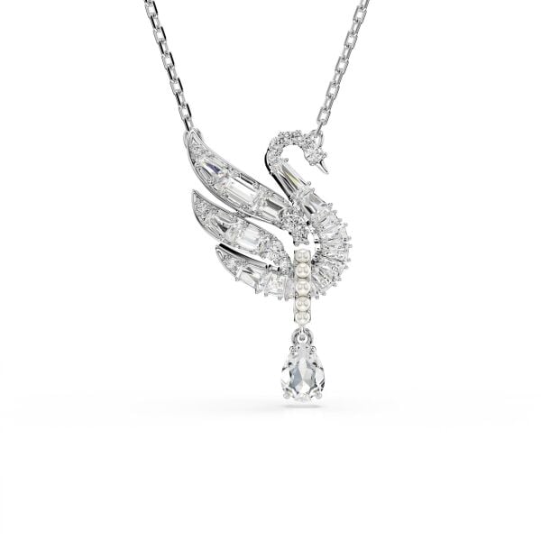 Swan Vienna Kolye, Kuğu, Beyaz, Rodyum kaplama