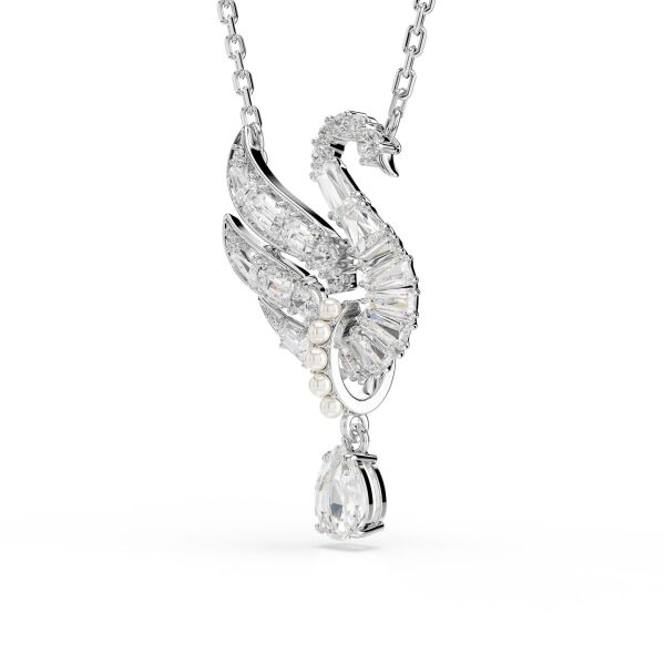 Swan Vienna Kolye, Kuğu, Beyaz, Rodyum kaplama