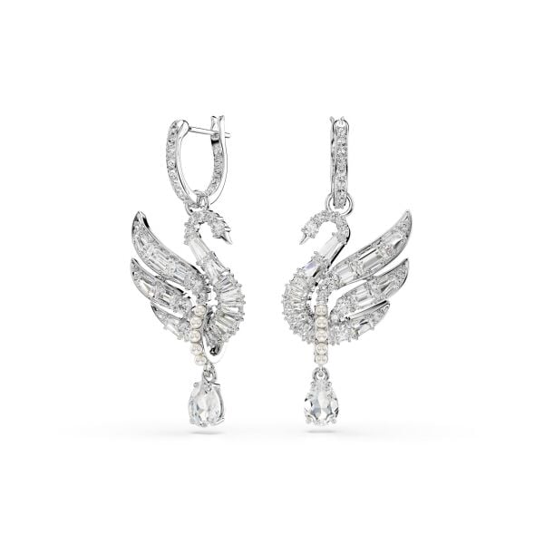 Swan Vienna Küpeler, Kuğu, Beyaz, Rodyum kaplama