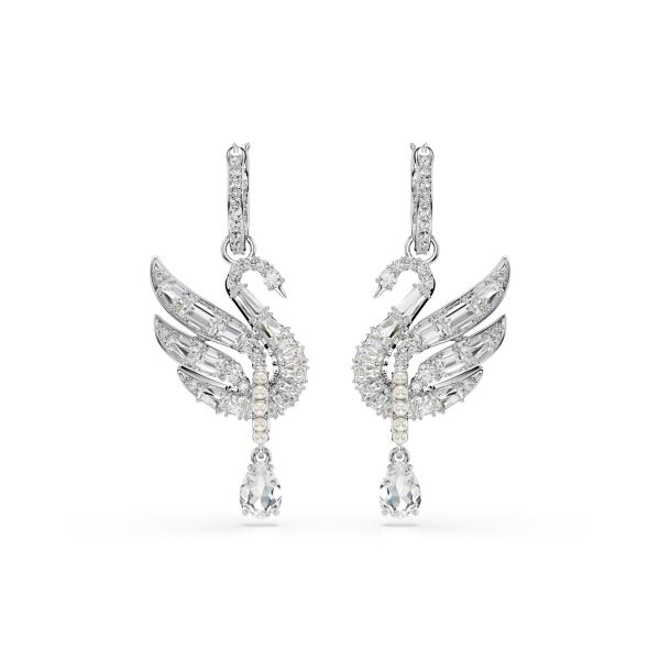 Swan Vienna Küpeler, Kuğu, Beyaz, Rodyum kaplama