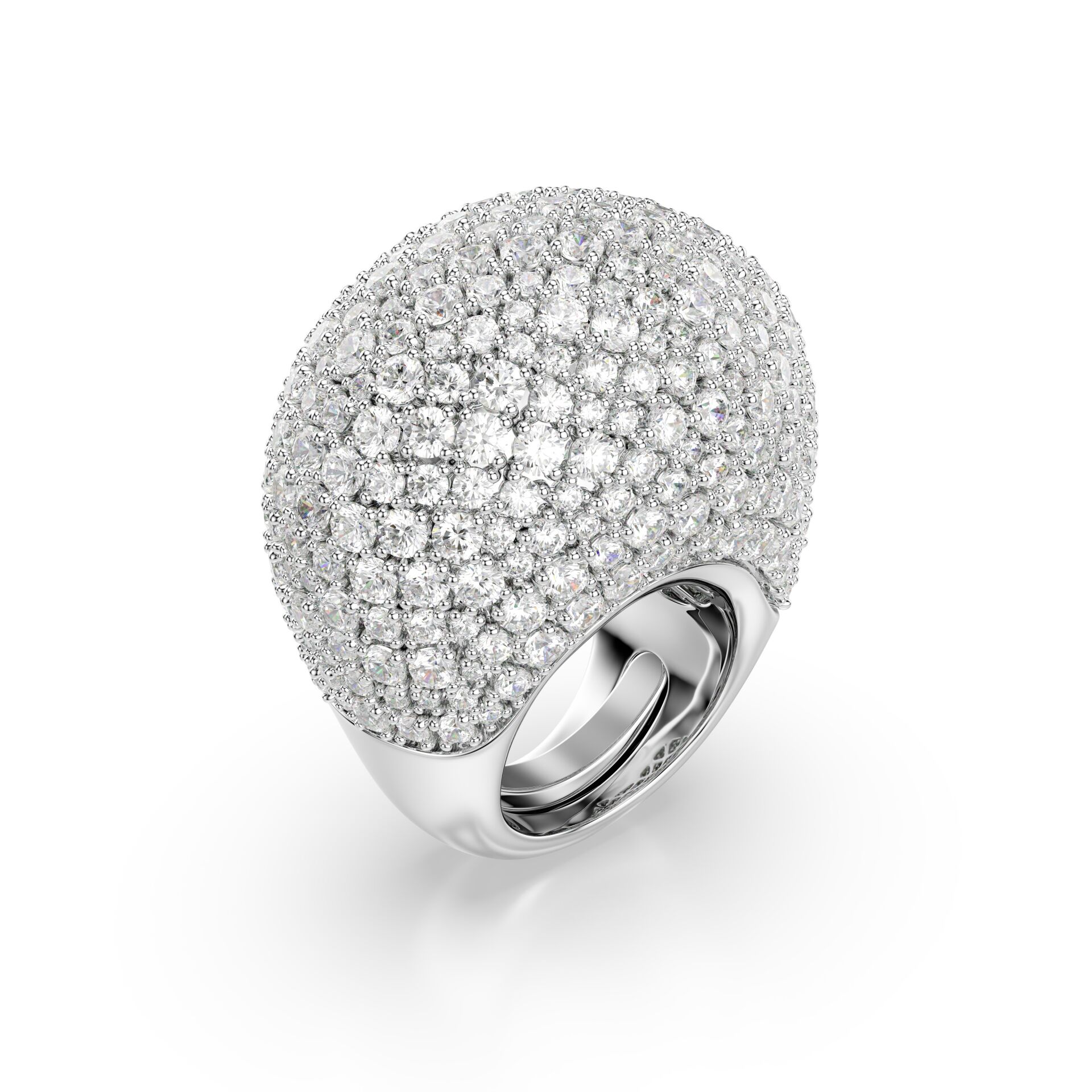 Sublima Kokteyl Yüzüğü, Büyük, Beyaz, Rodyum kaplama 50-55