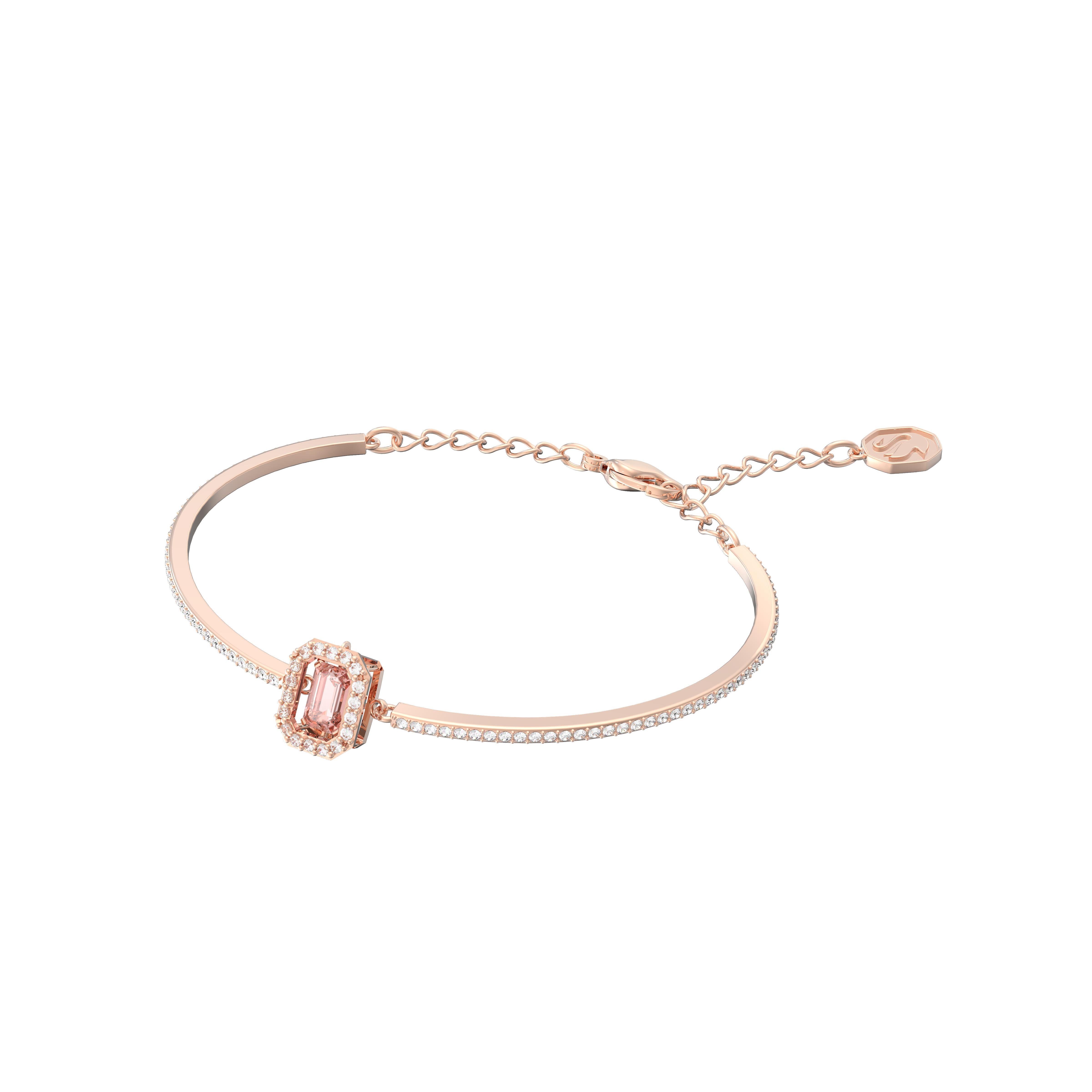 Una Bileklik, Sekizgen kesimli Swarovski Zirkonya, Pembe, Pembe altın rengi kaplama