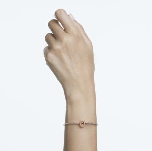 Una Bileklik, Sekizgen kesimli Swarovski Zirkonya, Pembe, Pembe altın rengi kaplama