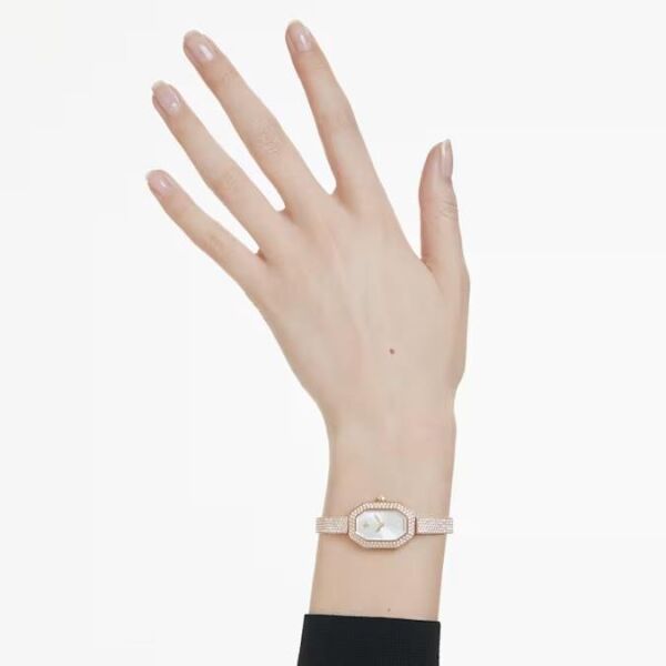 Dextera Bangle Saat, İsviçre Üretimi, Metal bileklik, Rose Altın tonu, Pembe altın rengi yüzey
