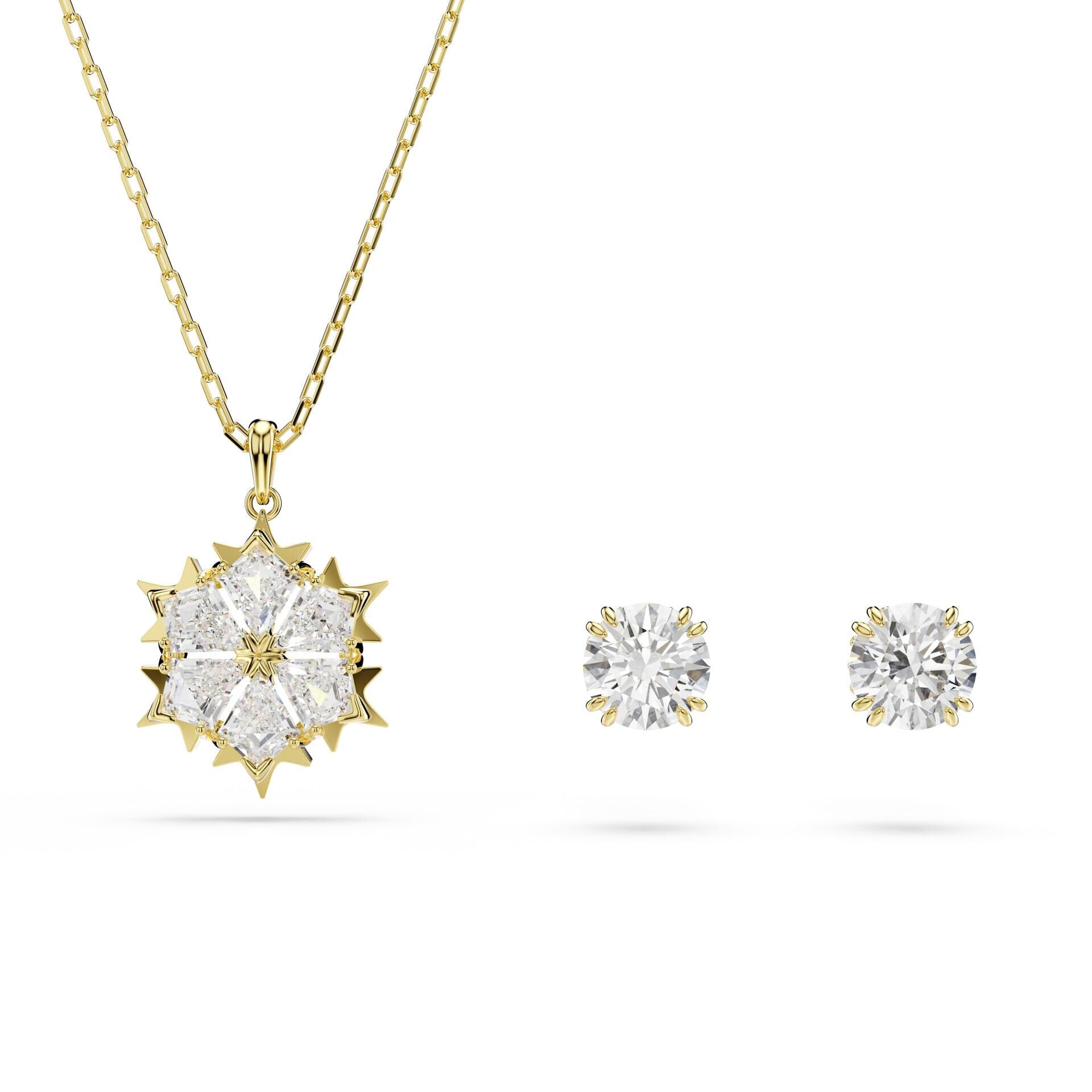 Magic Set, Set (2), Karışık kesim, Kar tanesi, Beyaz, 18k altın rengi yüzey
