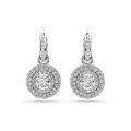 Sublima drop earrings Round cut, White, Rhodium plated