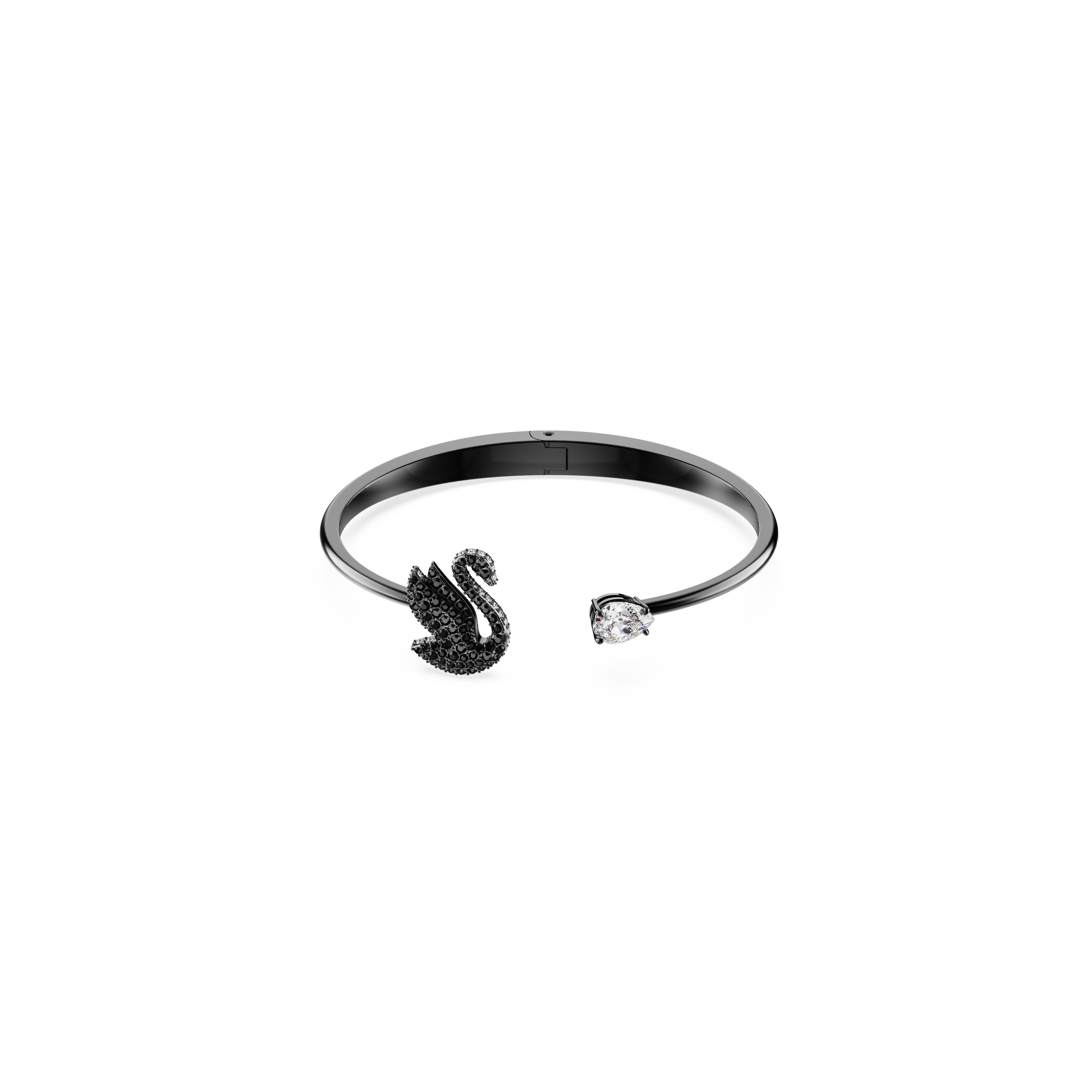 Swarovski Swan Bileklik, Kuğu, Siyah, Rutenyum kaplama S