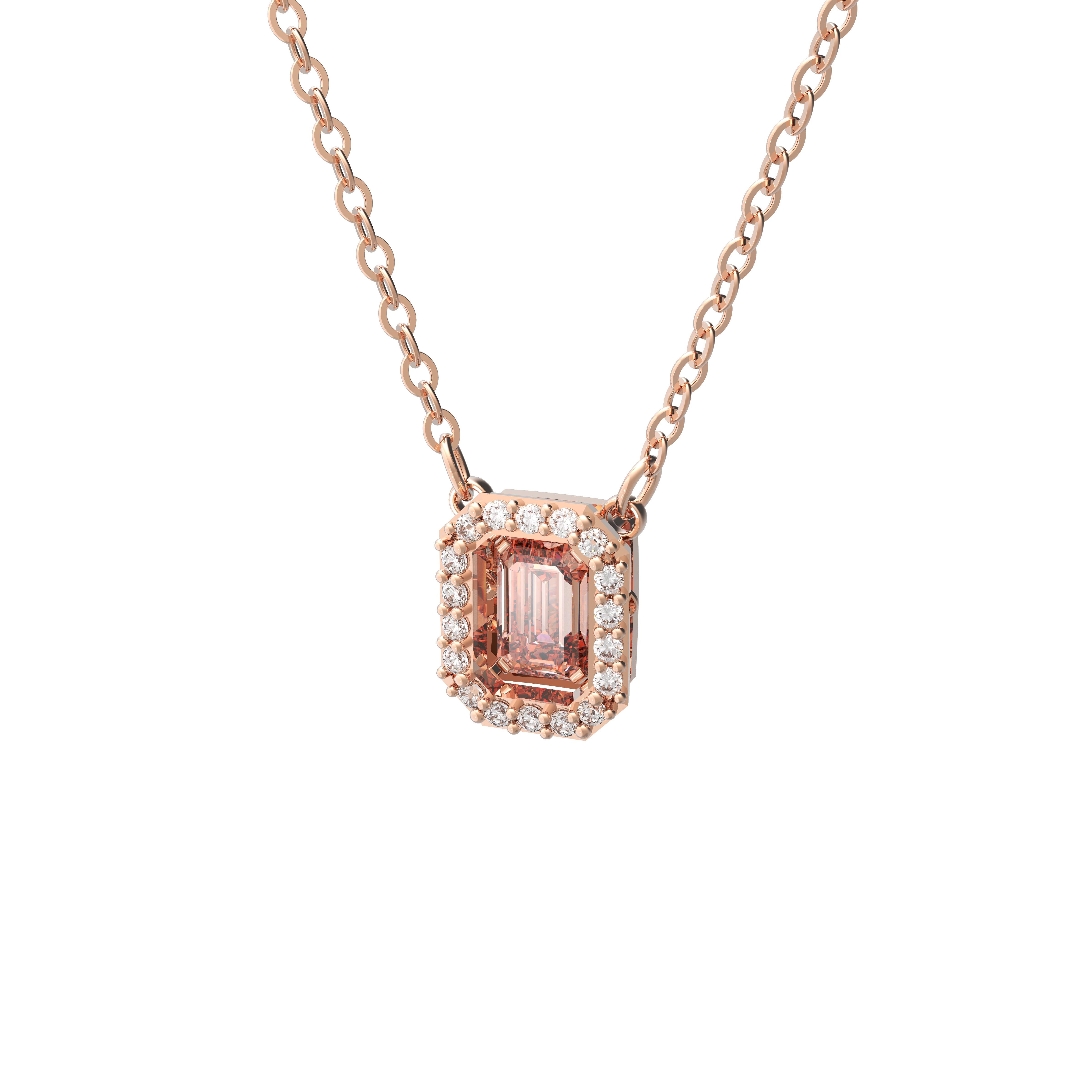 Una Kolye, Sekizgen kesimli Swarovski zirkonya, Pembe