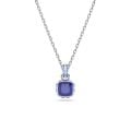 Birthstone Kolye Ucu, Kare kesim, Eylül, Mavi, Rodyum kaplama