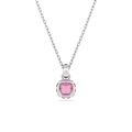 Birthstone Kolye Ucu, Kare kesim, Ekim, Pembe, Rodyum kaplama