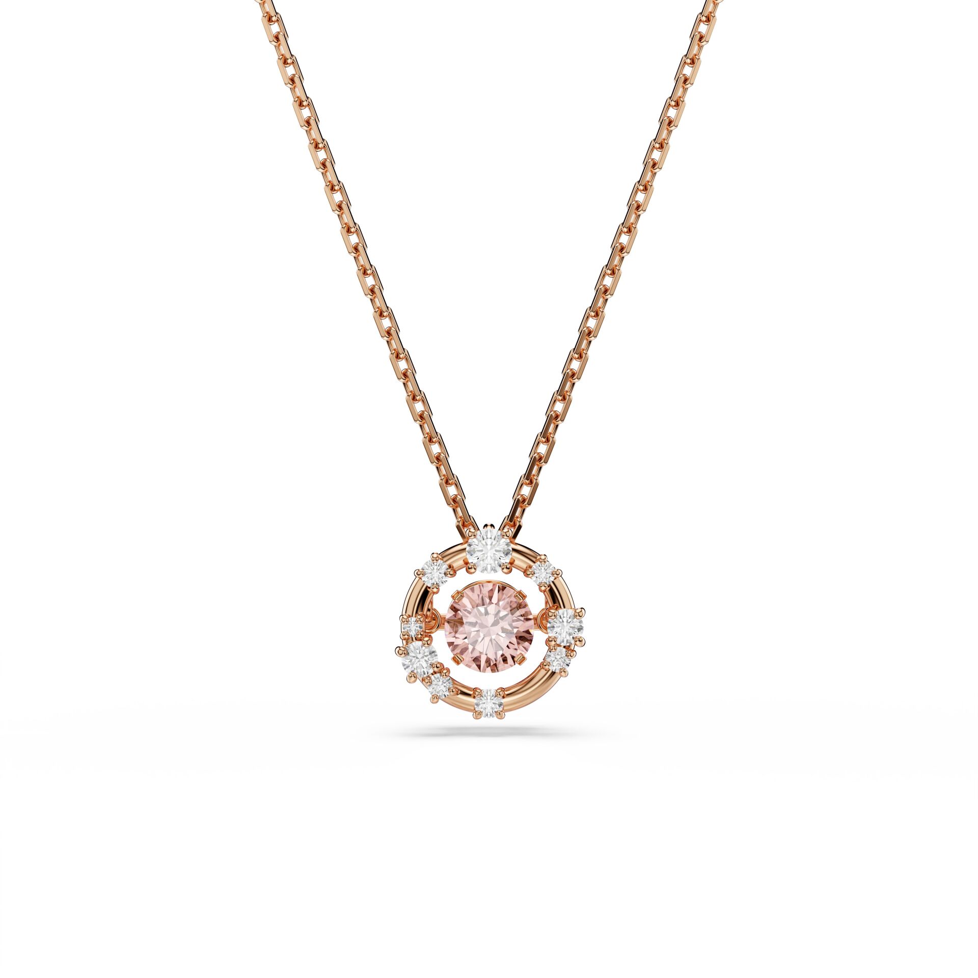 Constella Kolye, Yuvarlak kesim, Dancing stone, Pembe, Pembe altın rengi kaplama