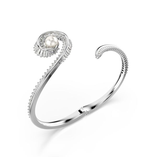 Ariana Grande x Swarovski Bileklik, Kristal inci, Baget kesim, Beyaz, Rodyum kaplama M