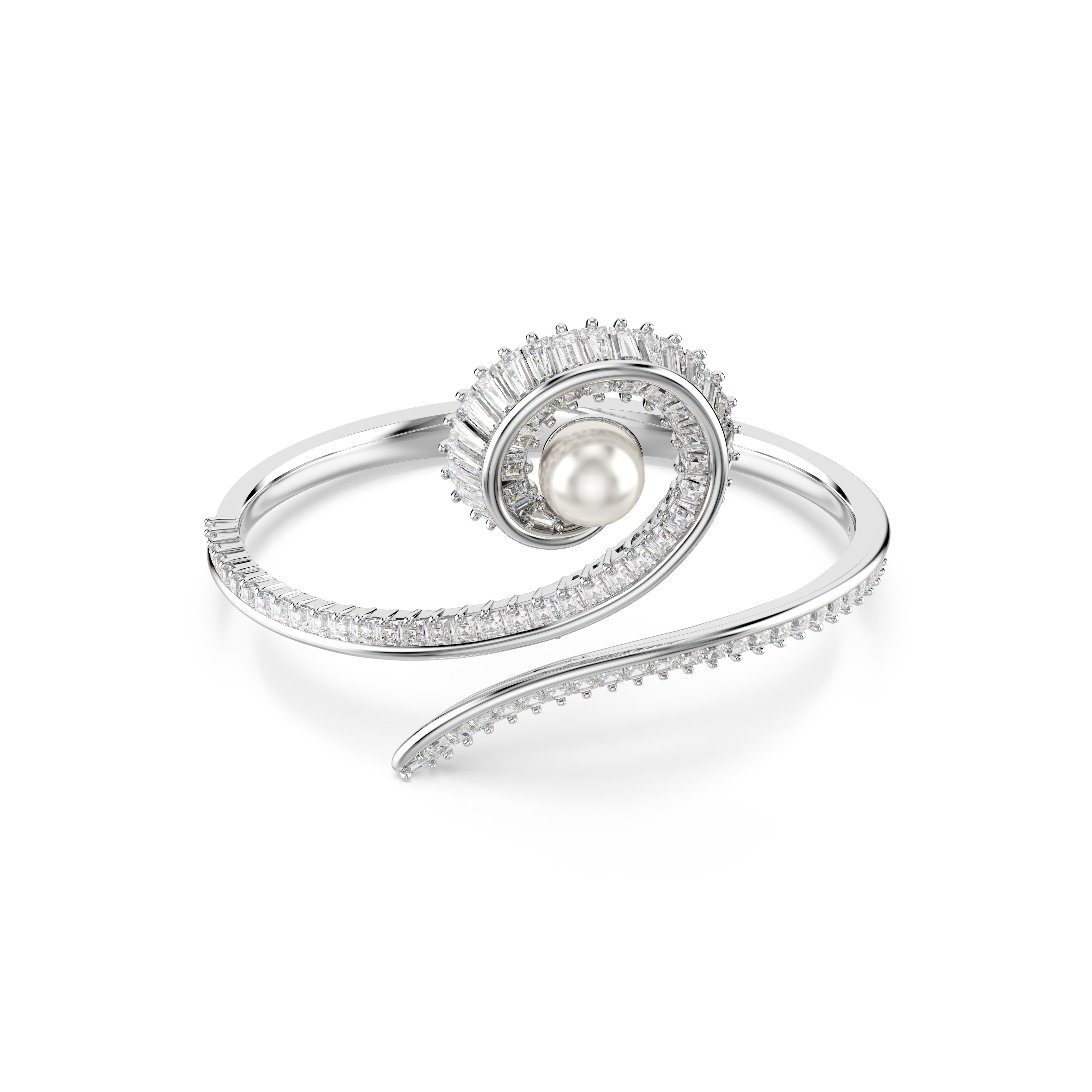 Ariana Grande x Swarovski Bileklik, Kristal inci, Baget kesim, Beyaz, Rodyum kaplama S
