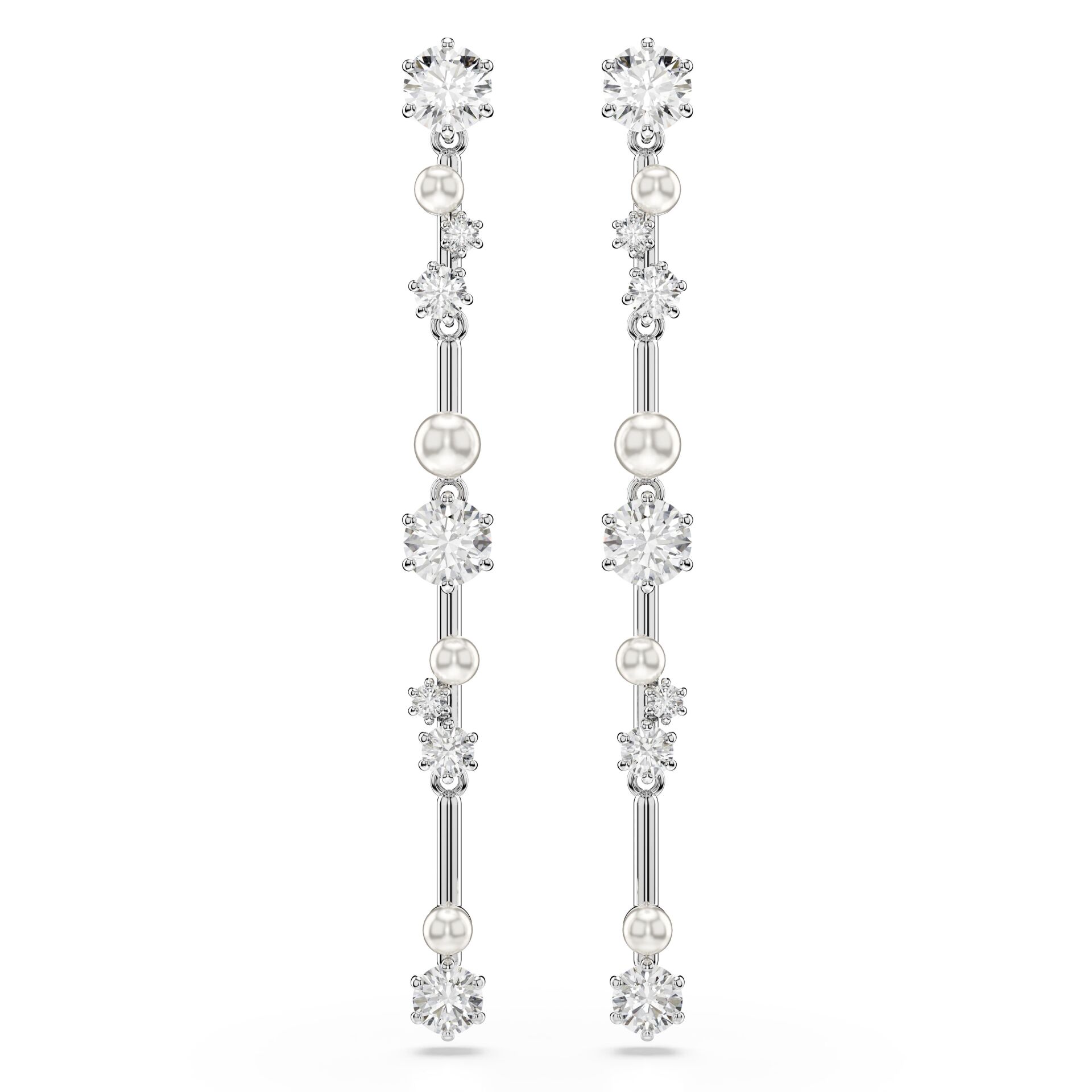 Constella damla küpeler, Kristal inci, Yuvarlak kesimler, Beyaz, Rodyum kaplama