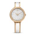 Crystalline Bangle Saat, İsviçre Üretimi, Metal bileklik, Beyaz, Pembe altın rengi yüzey