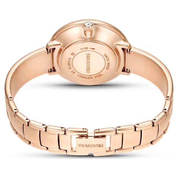 Crystalline Bangle Saat, İsviçre Üretimi, Metal bileklik, Beyaz, Pembe altın rengi yüzey