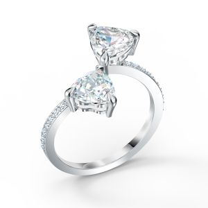Mesmera Heart Yüzük, Beyaz, Rodyum kaplama 50