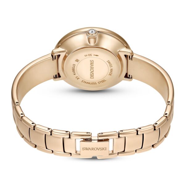 Crystalline Bangle Saat, İsviçre Üretimi, Metal bileklik, Bej, Pembe altın rengi yüzey