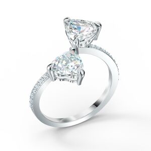 Mesmera Heart Yüzük, Beyaz, Rodyum kaplama 60