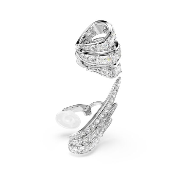Vienna kelepçe küpe, Karışık kesimler, Kuğu, Beyaz, Rodyum kaplama
