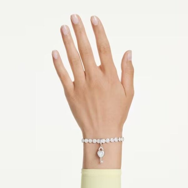 Idyllia Charm, Karışık kesimler, Anahtarlı kalp, Beyaz, Rodyum kaplama