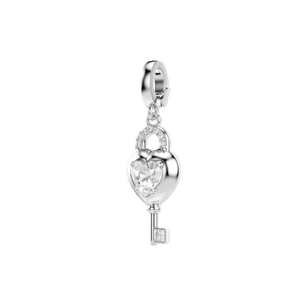 Idyllia Charm, Karışık kesimler, Anahtarlı kalp, Beyaz, Rodyum kaplama