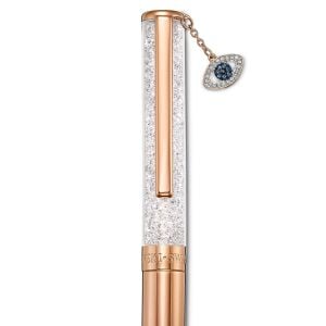 Crystalline Evil Eye Tükenmez Kalem, Beyaz, Pembe altın rengi kaplama