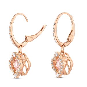 Una Clover İğneli Küpeler, Pembe, Pembe altın rengi kaplama