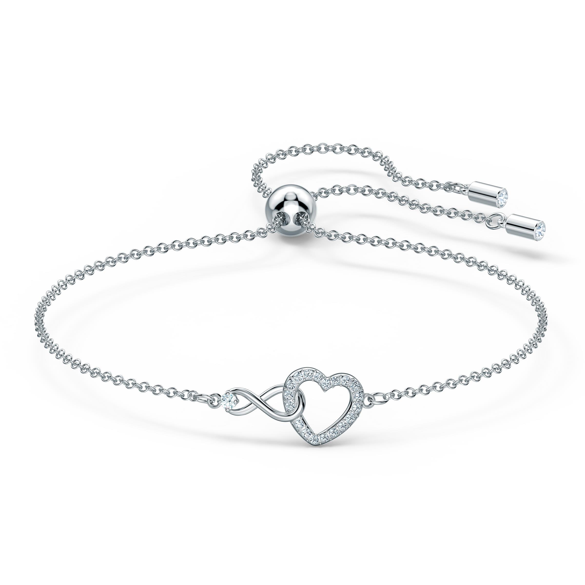 Hyperbola Heart Bileklik, Beyaz, Rodyum kaplama M