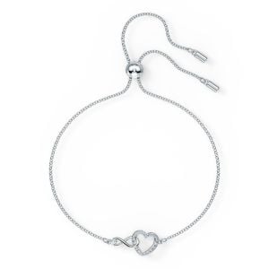 Hyperbola Heart Bileklik, Beyaz, Rodyum kaplama M