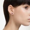 Birthstone düğme Küpeler, Kare kesim, Ocak, Kırmızı, Rodyum kaplama