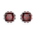 Birthstone düğme Küpeler, Kare kesim, Ocak, Kırmızı, Rodyum kaplama