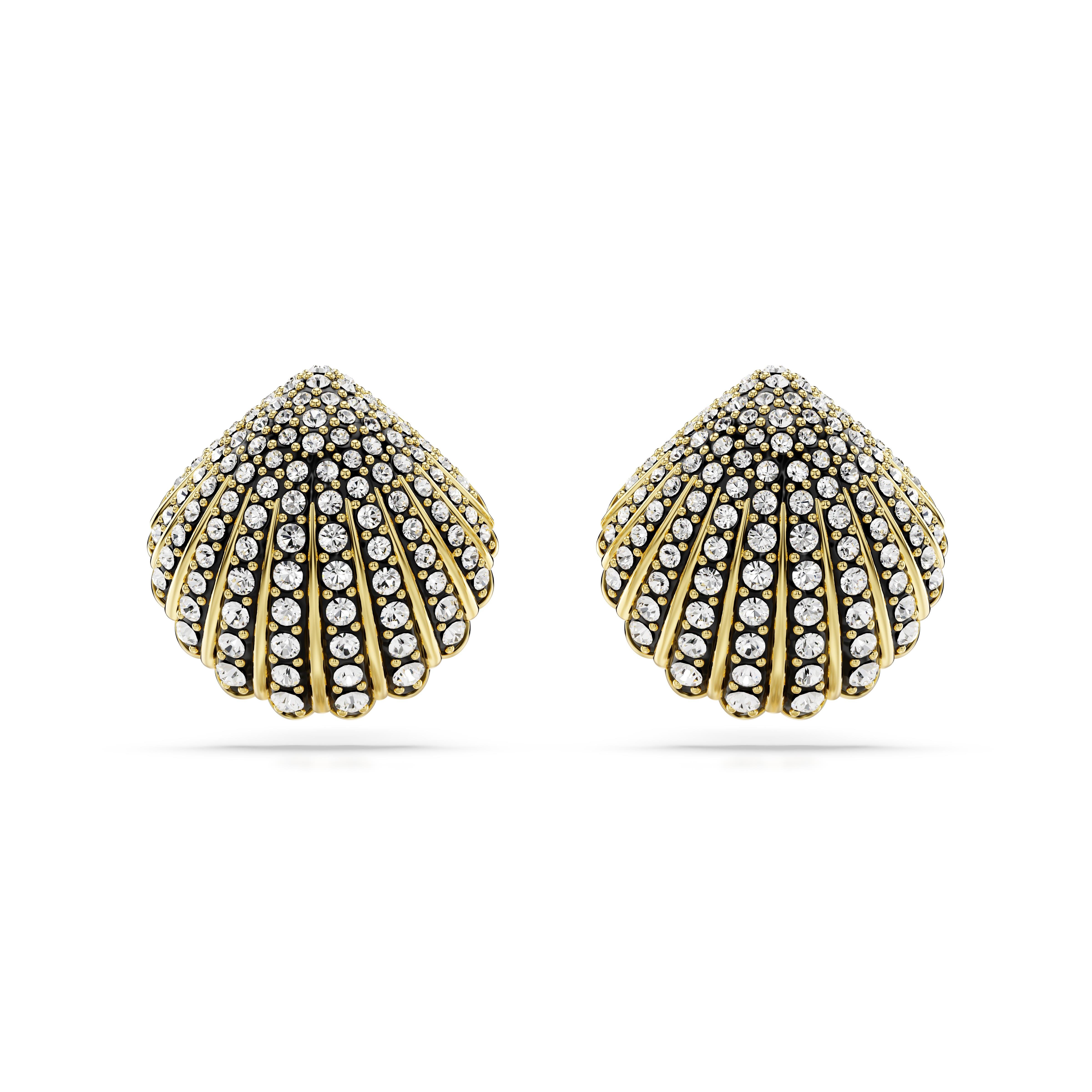 Idyllia düğme Küpeler, Deniz Kabuğu, Beyaz, Altın rengi kaplama