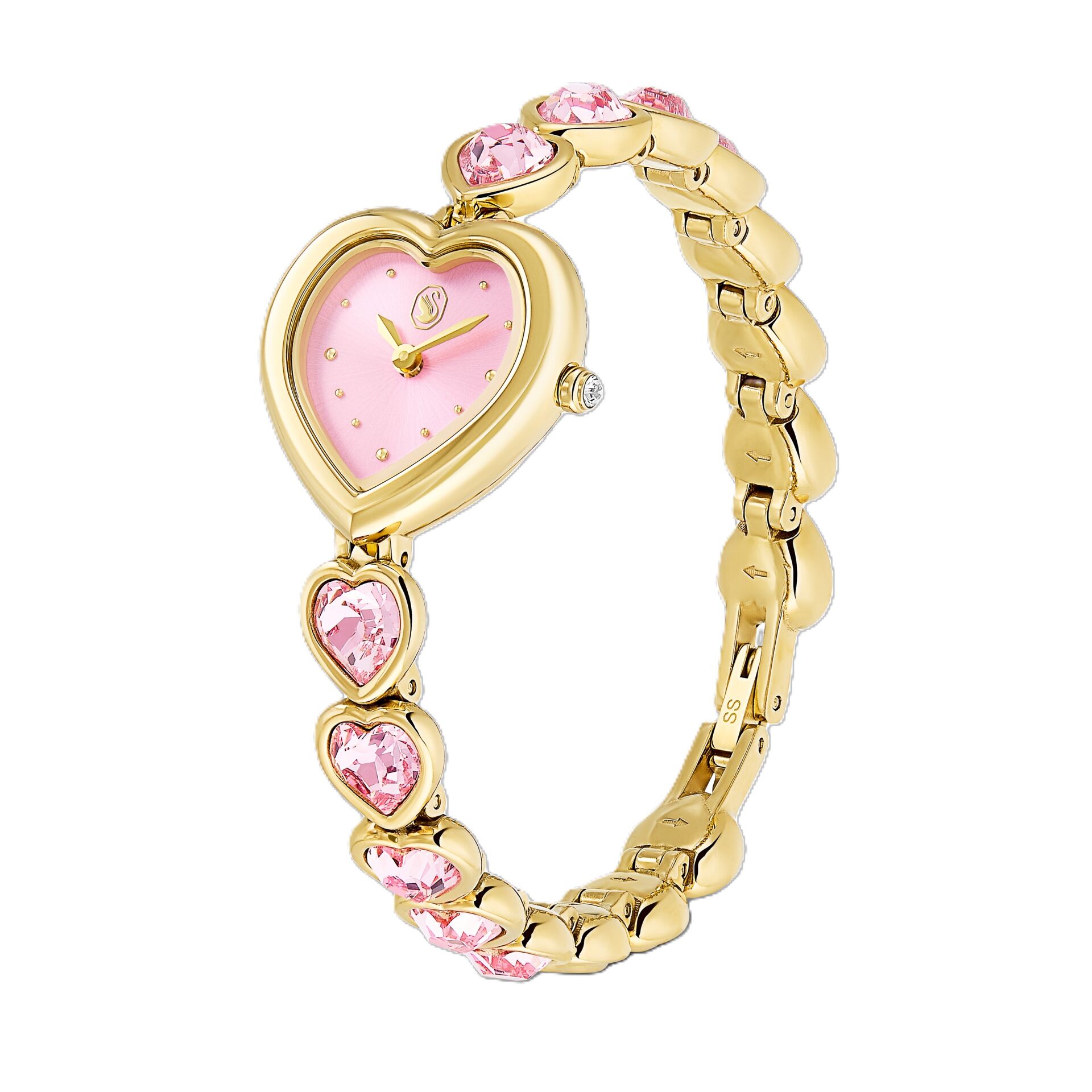 Idyllia Heart Saat, Kristal bileklik, Pembe, Altın rengi yüzey