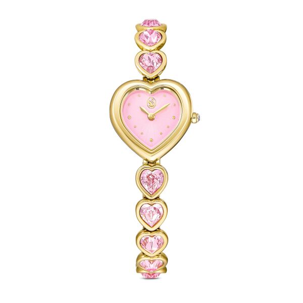 Idyllia Heart Saat, Kristal bileklik, Pembe, Altın rengi yüzey
