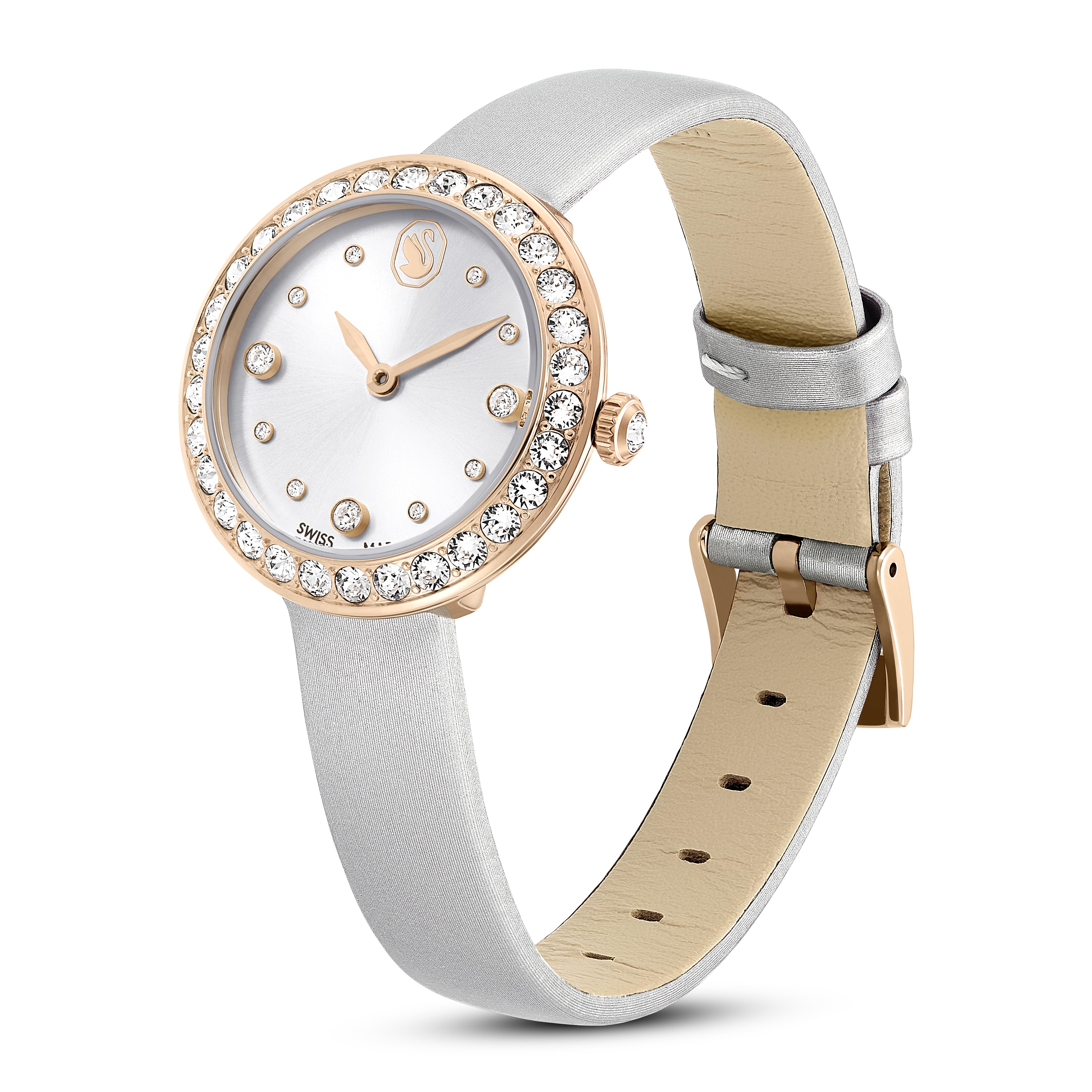 Matrix Tennis Saat, İsviçre Üretimi, Deri kayış, Gri, Pembe altın rengi yüzey