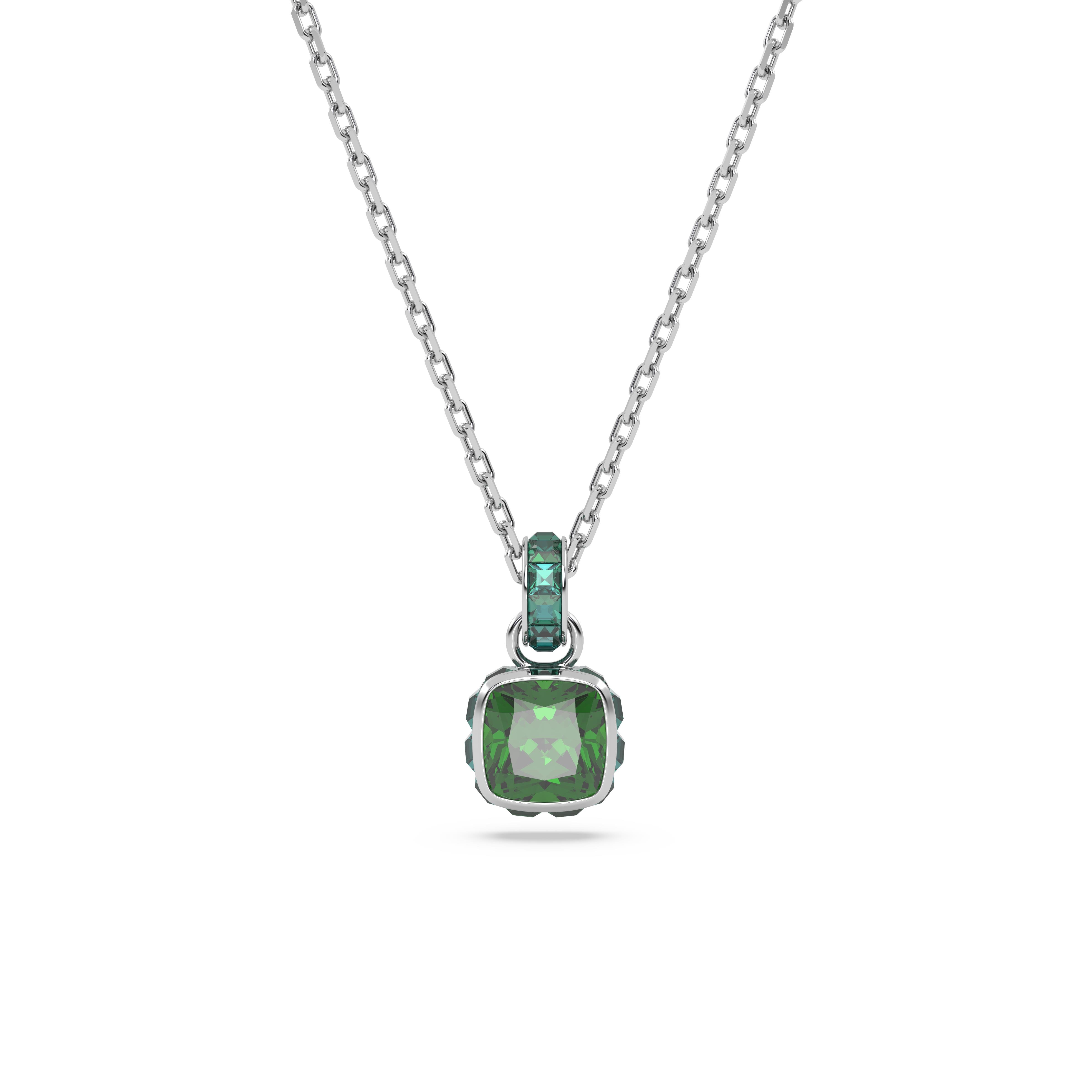 Birthstone Kolye Ucu, Kare kesim, Mayıs, Yeşil, Rodyum kaplama