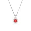 Birthstone Kolye Ucu, Kare kesim, Temmuz, Kırmızı, Rodyum kaplama