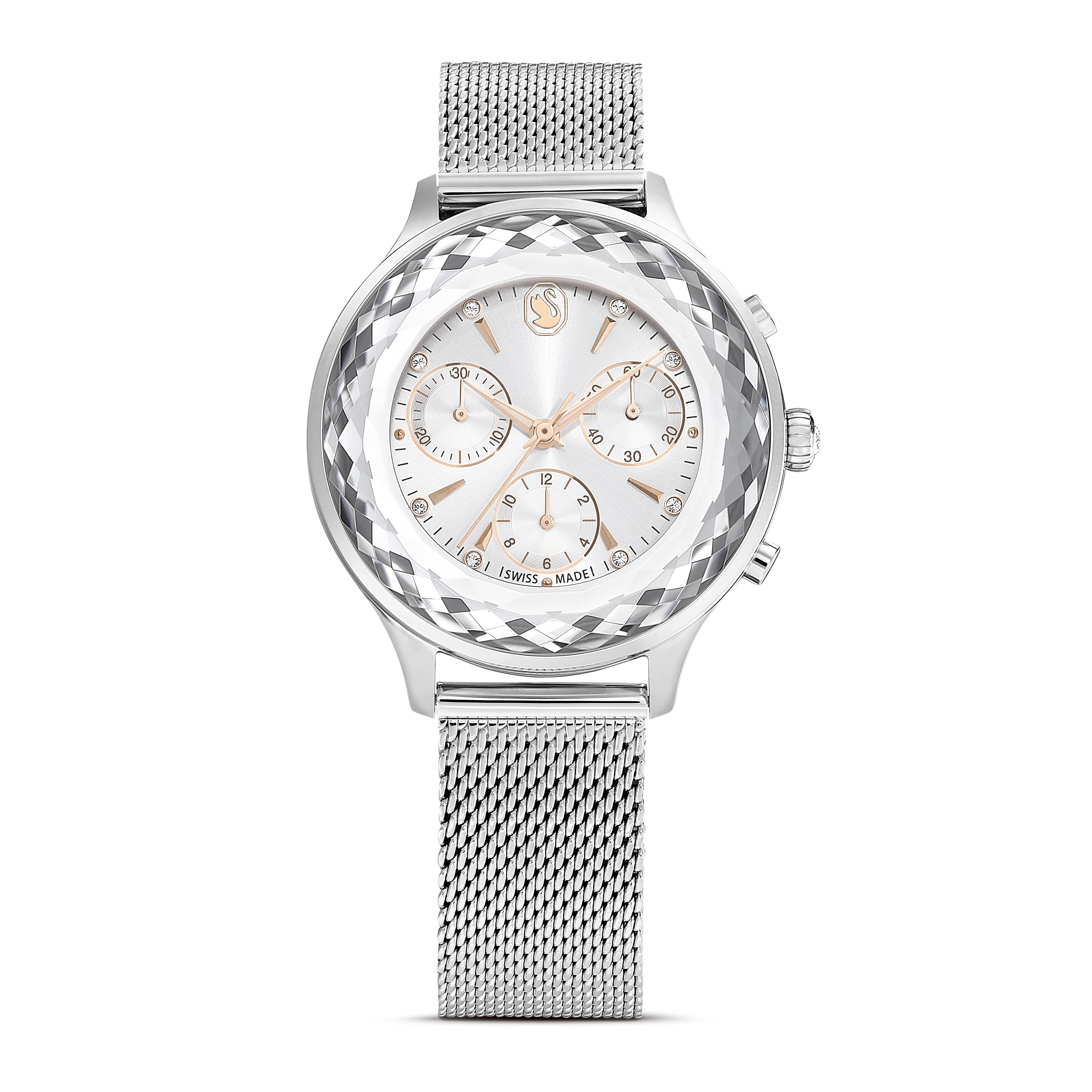Nova Chrono saat, İsviçre Yapımı, Metal bilezik, Gümüş ton, Paslanmaz Çelik