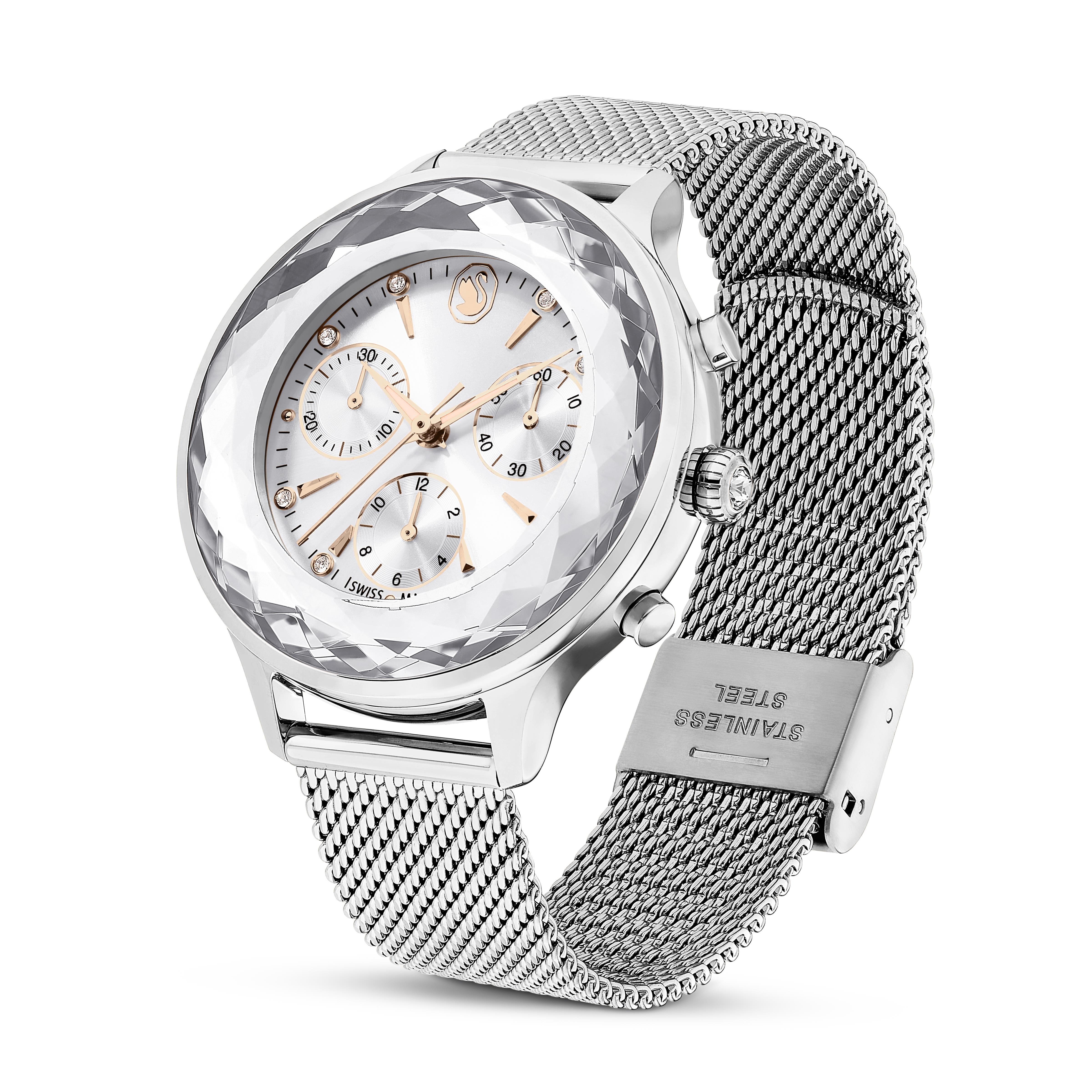 Nova Chrono saat, İsviçre Yapımı, Metal bilezik, Gümüş ton, Paslanmaz Çelik