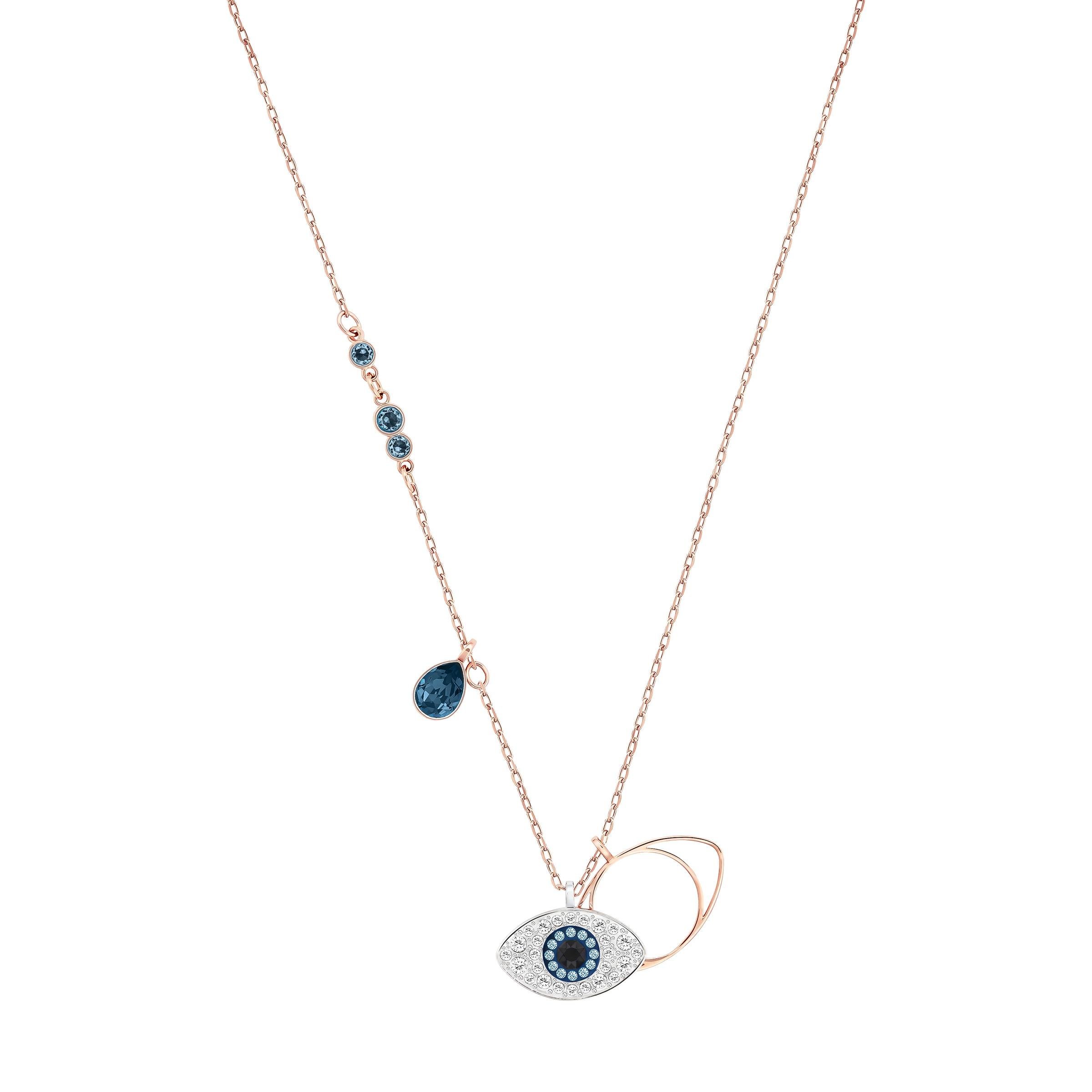 Swarovski Symbolic Evil Eye kolye, Mavi, Karışık metal
