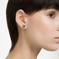 Birthstone düğme Küpeler, Kare kesim, Eylül, Mavi, Rodyum kaplama