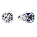 Birthstone düğme Küpeler, Kare kesim, Eylül, Mavi, Rodyum kaplama