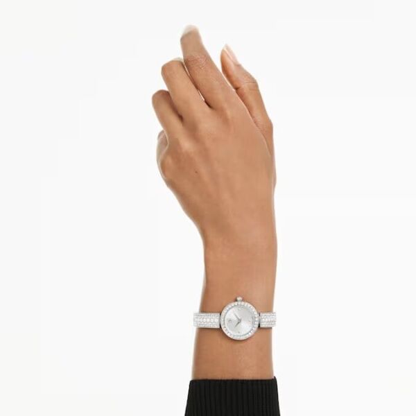 Matrix pearl bangle Saat, İsviçre Üretimi, Kristal bileklik, Beyaz, Paslanmaz çelik